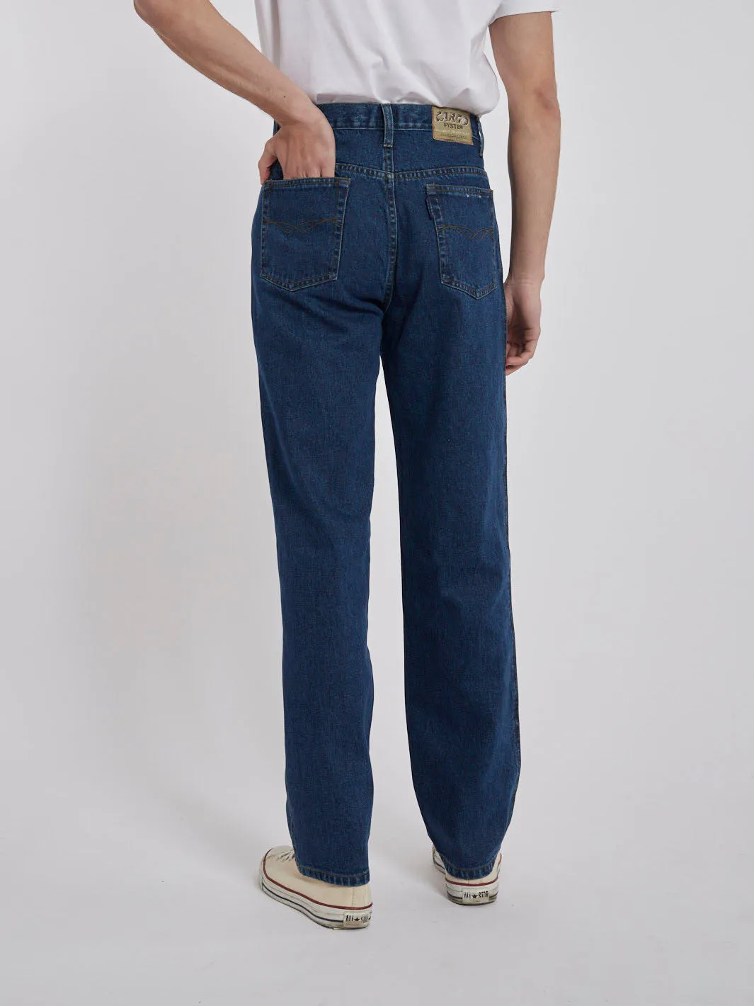 1990s Blue Cargo Jeans with Zipper Closure and 4 Pockets