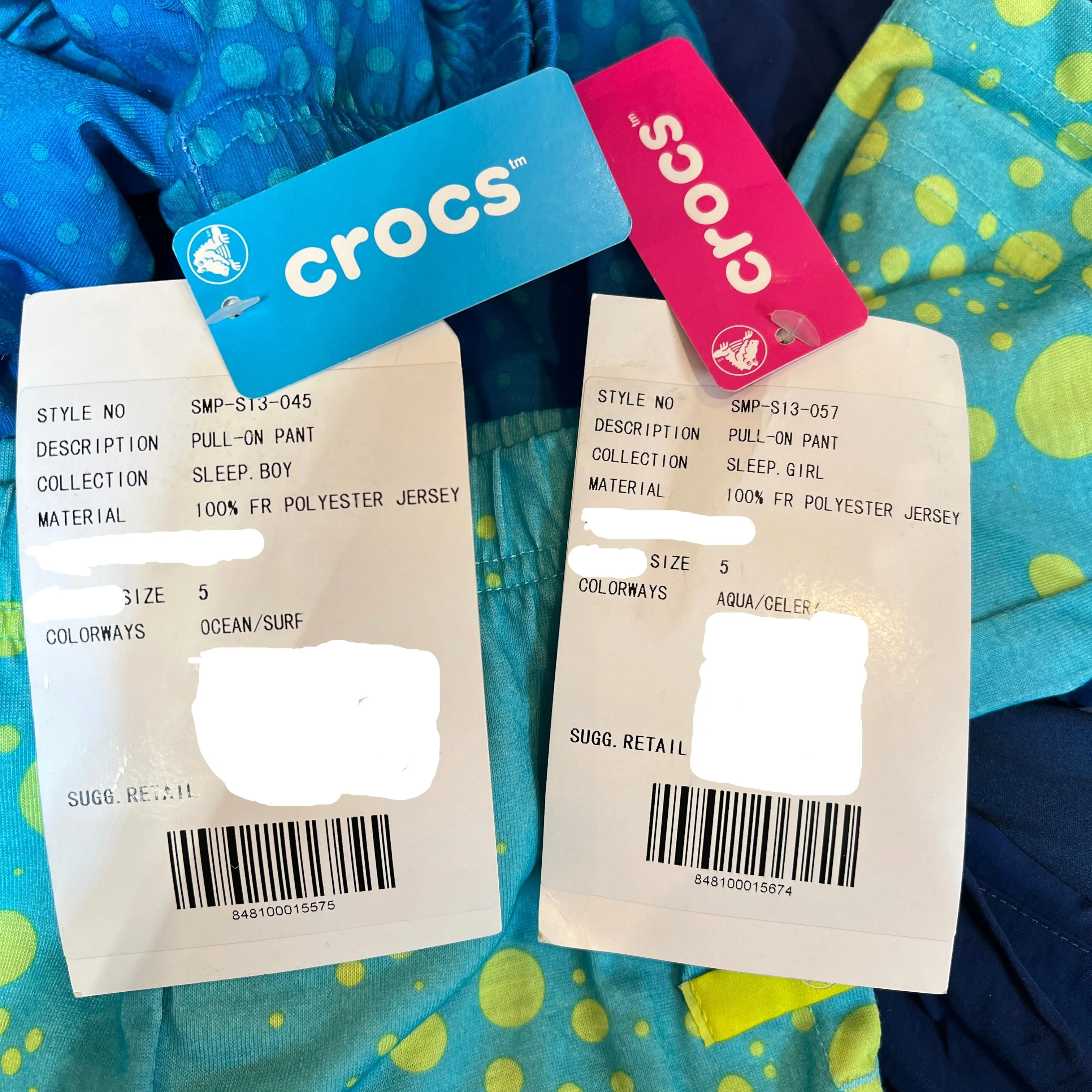 2 pack Kids Crocs Pull-on Sleep Pant - Size 5