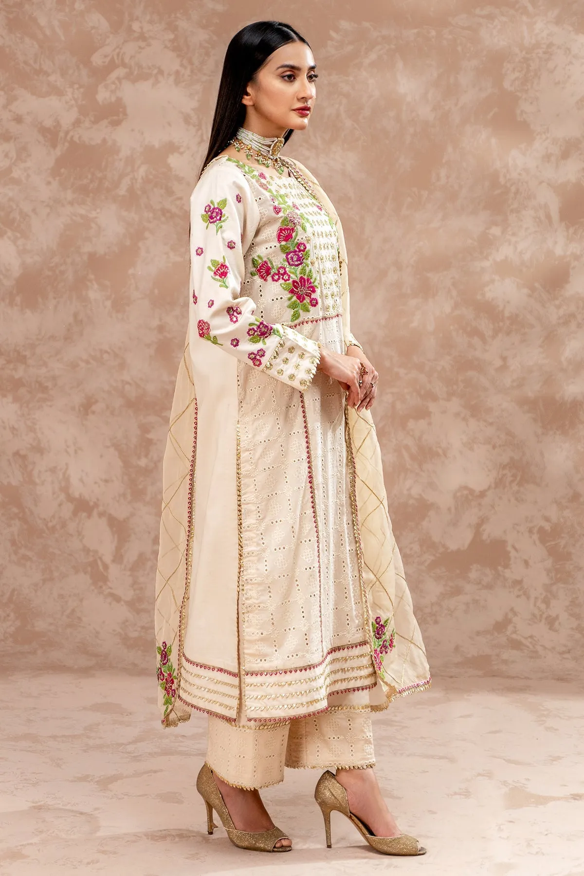 3-Piece Embroidered Lawn Shirt with Organza Dupatta and Trouser CNP-4-026