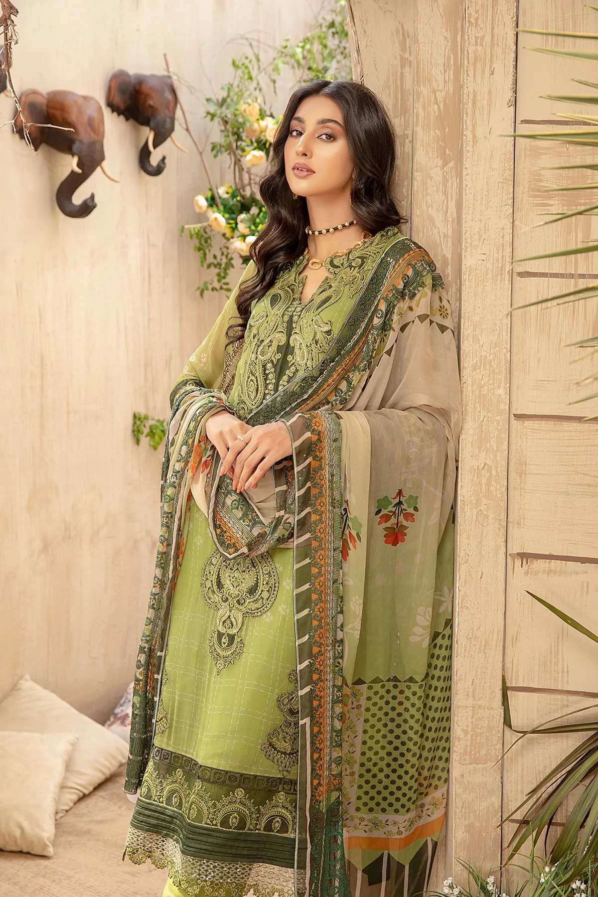 3-Piece Unstitched Chiffon VSL-11 with Embroidery - Buy Online