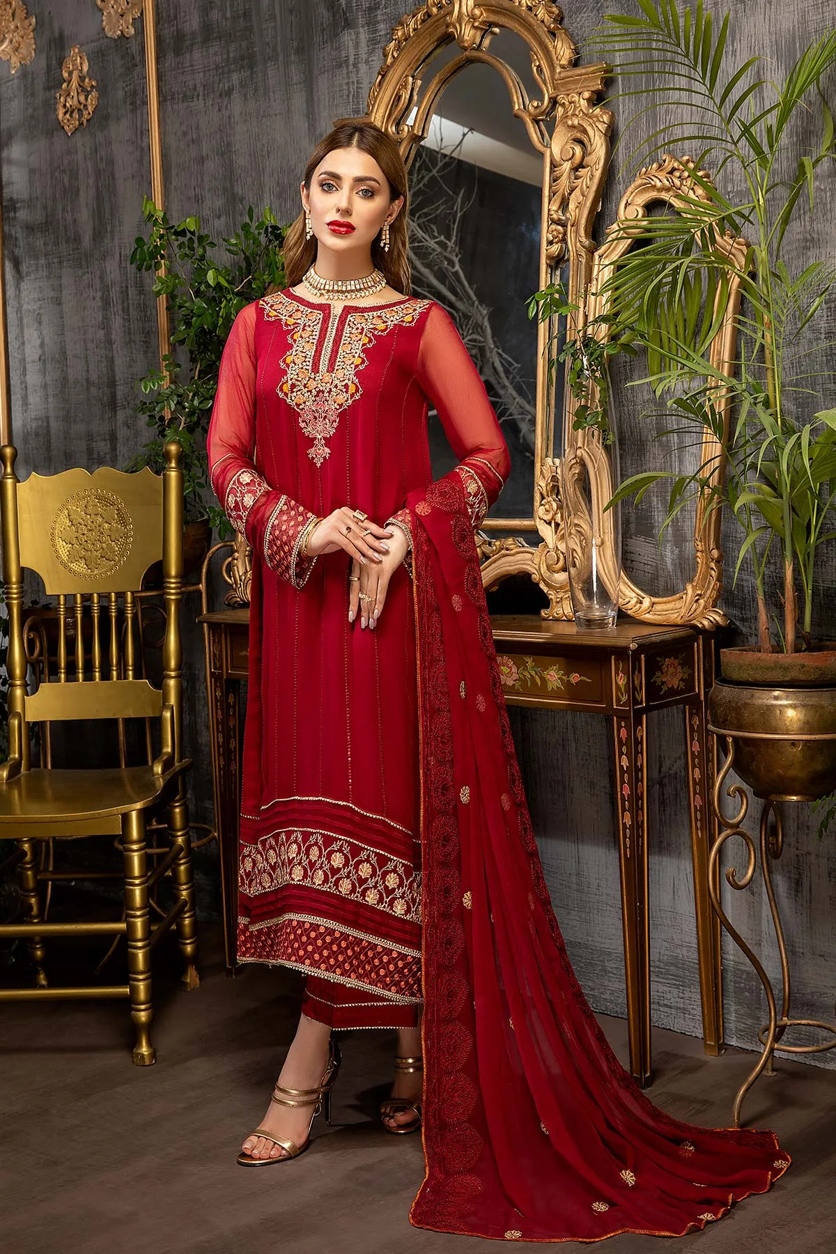 3-Piece Unstitched Embroidered Chiffon CAL-002