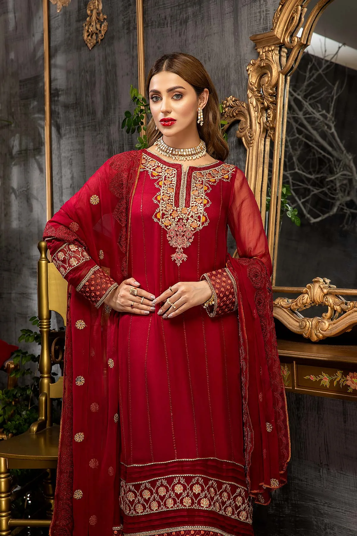 3-Piece Unstitched Embroidered Chiffon CAL-002