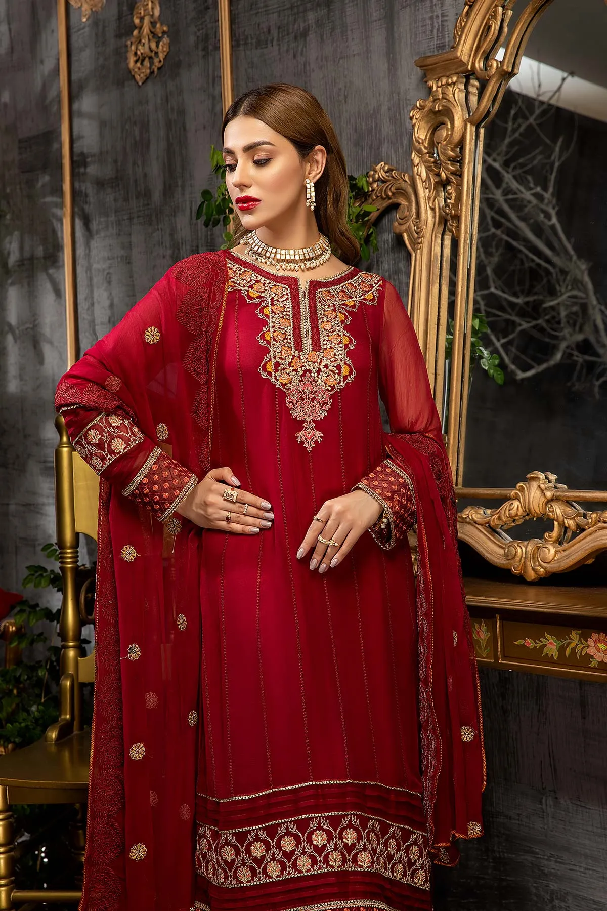 3-Piece Unstitched Embroidered Chiffon CAL-002