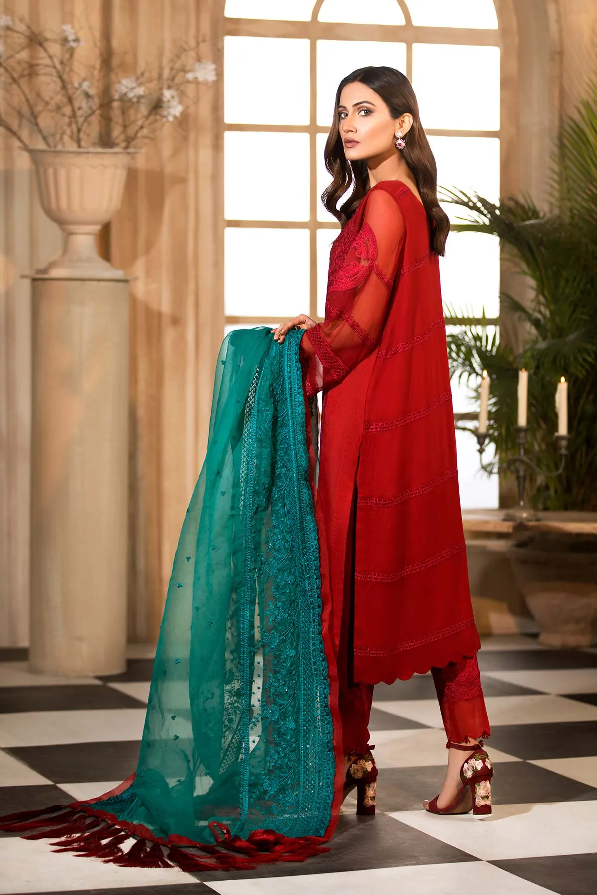 3 Piece Unstitched Embroidered Chiffon - CHM-44