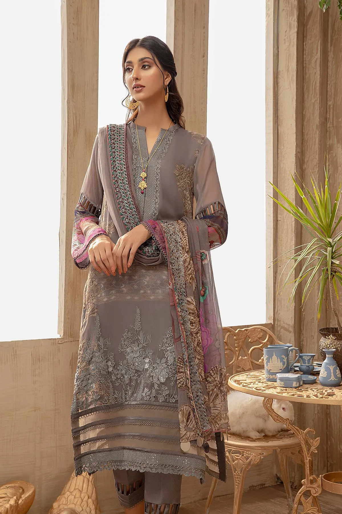 3 Piece Unstitched Embroidered Chiffon VSL22-05