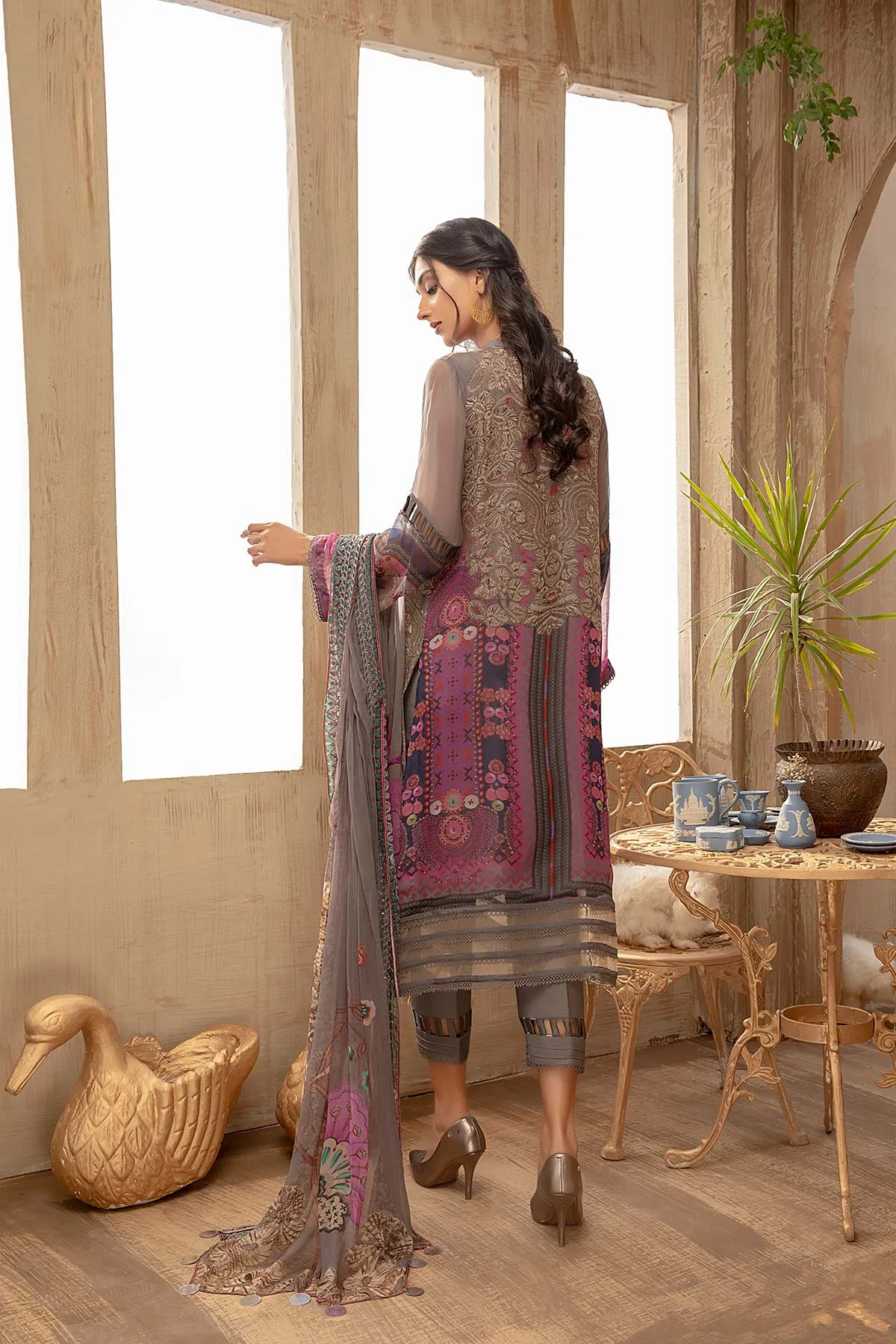 3 Piece Unstitched Embroidered Chiffon VSL22-05