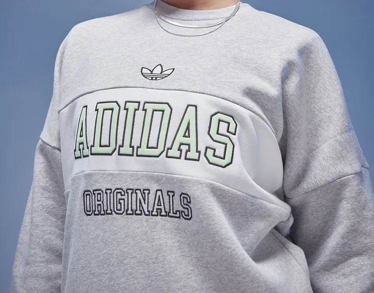 adidas Crew Neck Sweat Long Sleeves Plain - Blended Fabric - Unisex