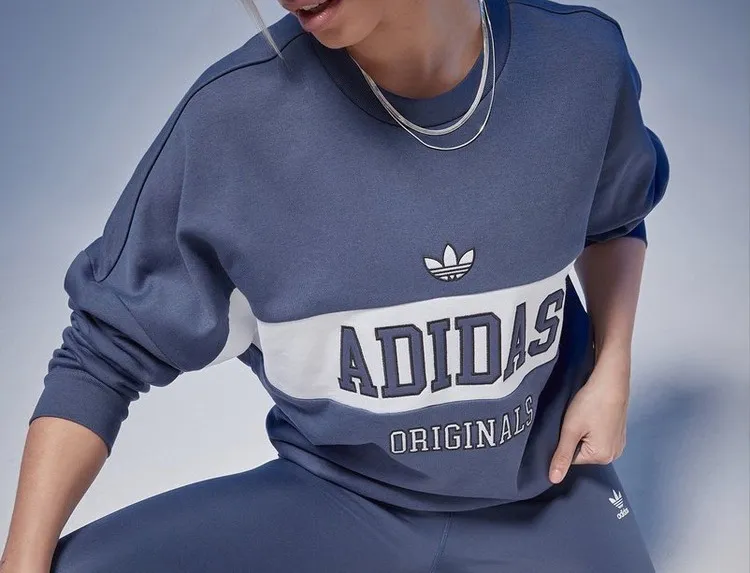 adidas Crew Neck Sweat Long Sleeves Plain - Blended Fabric - Unisex