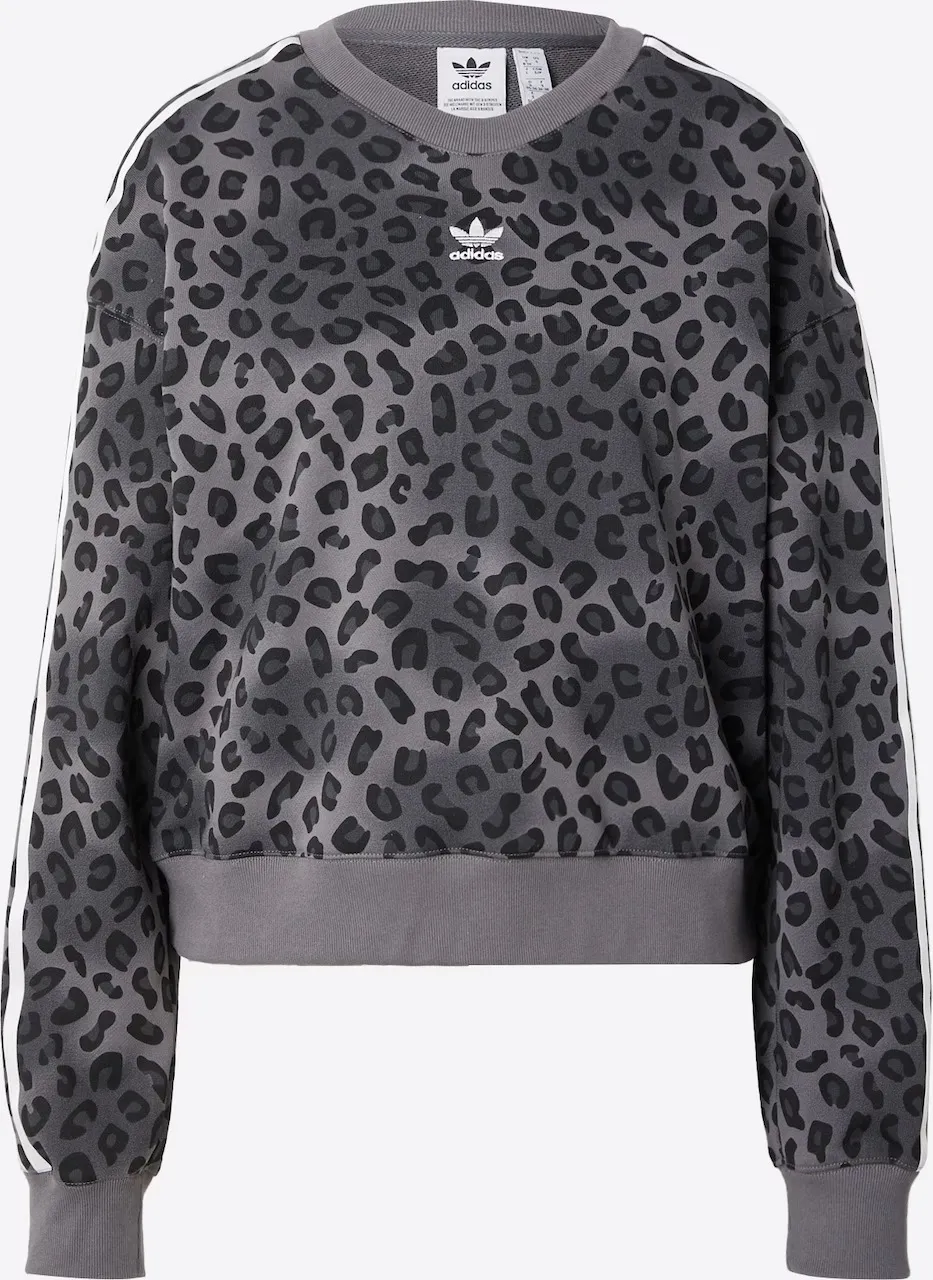 Adidas Leopard Print Sweatshirt with Long Sleeves and Cotton Logo.