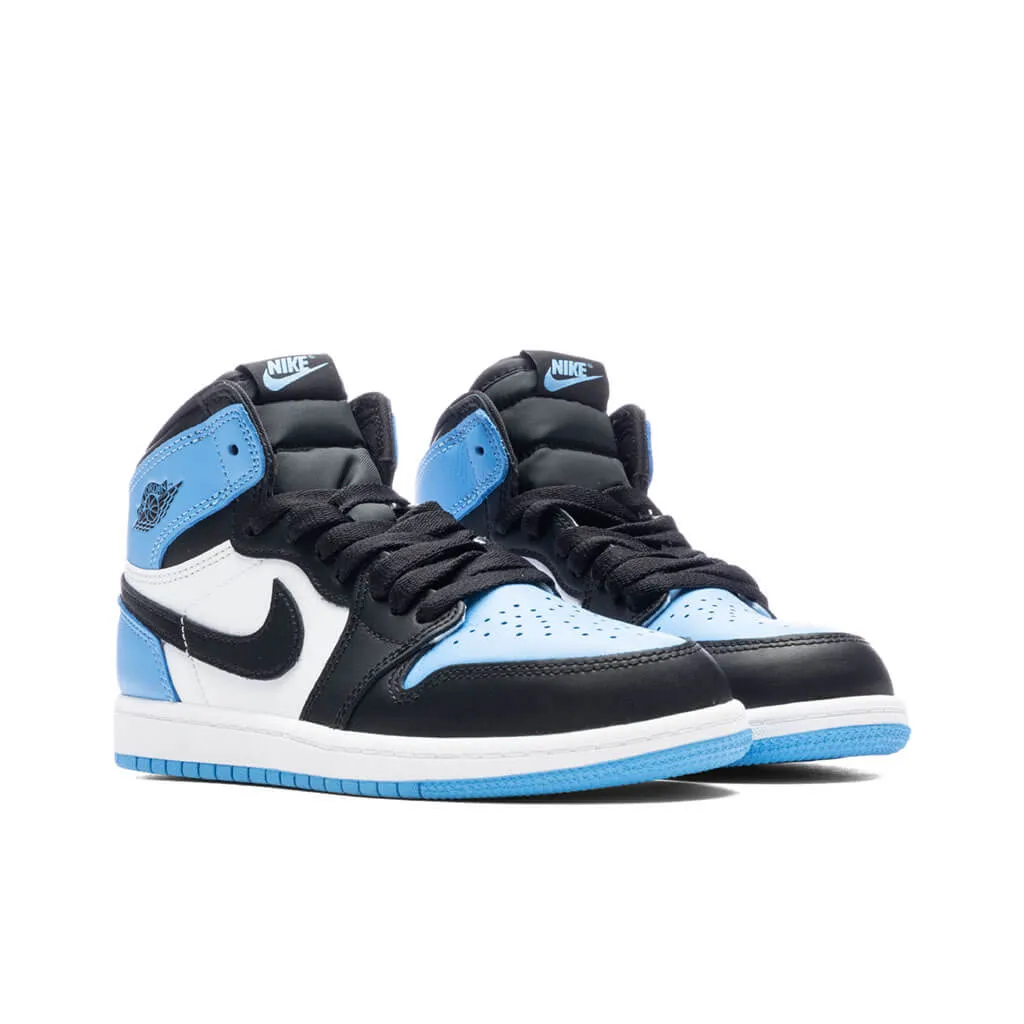 Air Jordan 1 Retro High OG (PS) - University Blue/Black/White sneakers.