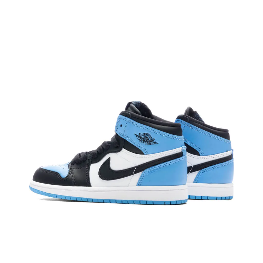 Air Jordan 1 Retro High OG (PS) - University Blue/Black/White sneakers.