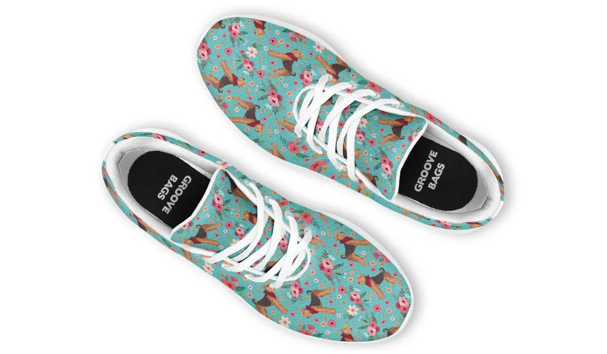 Airedale Terrier Sneakers - Athletic, Flower-printed