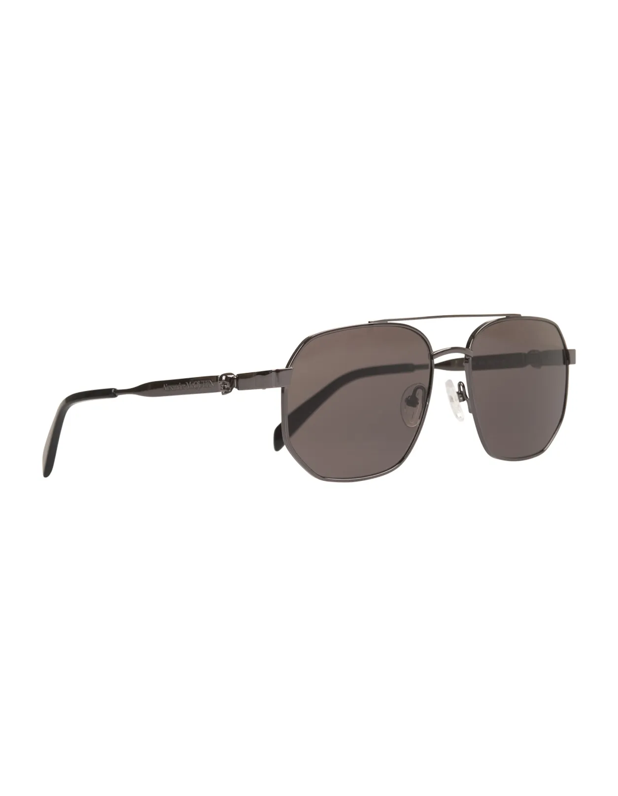 ALEXANDER MCQUEEN Caravan Floating Skull Sunglasses In Ruthenium Metal