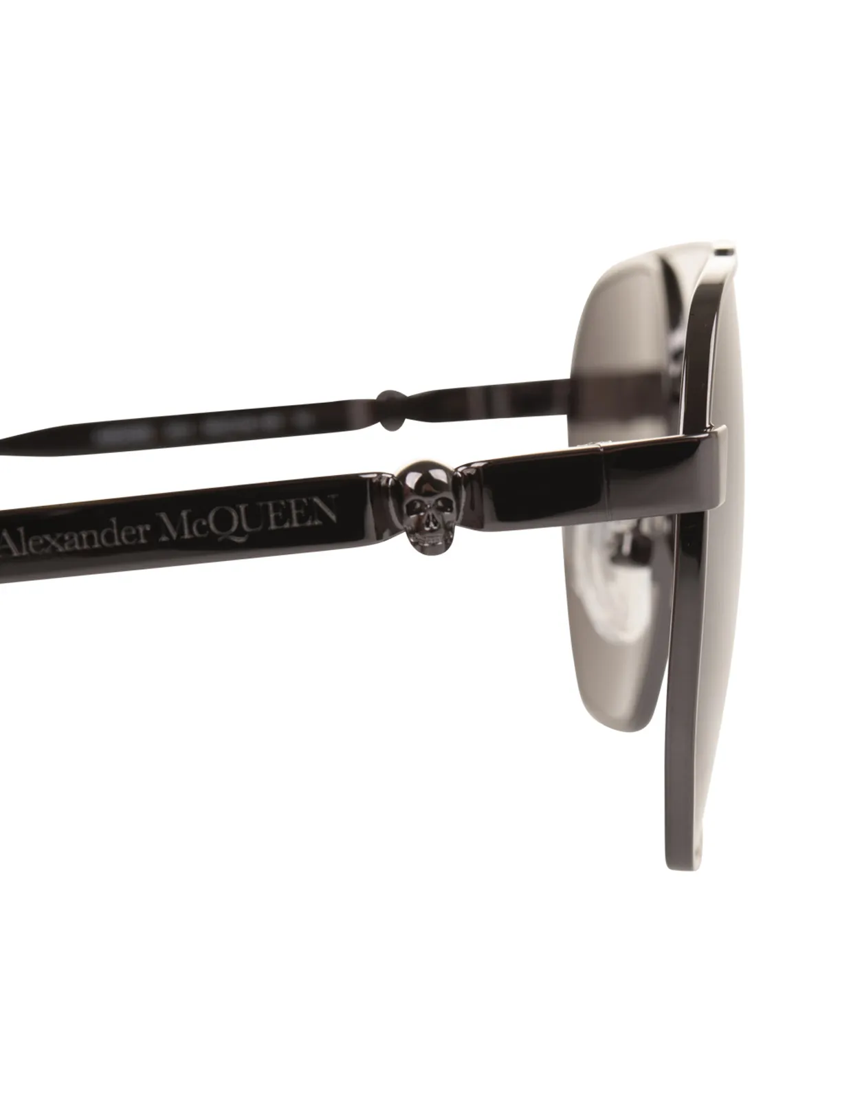 ALEXANDER MCQUEEN Caravan Floating Skull Sunglasses In Ruthenium Metal