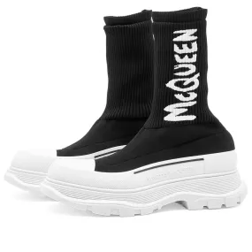 Alexander McQueen Tread Slick Sock Logo Chunky Sole SneakerBlack & White