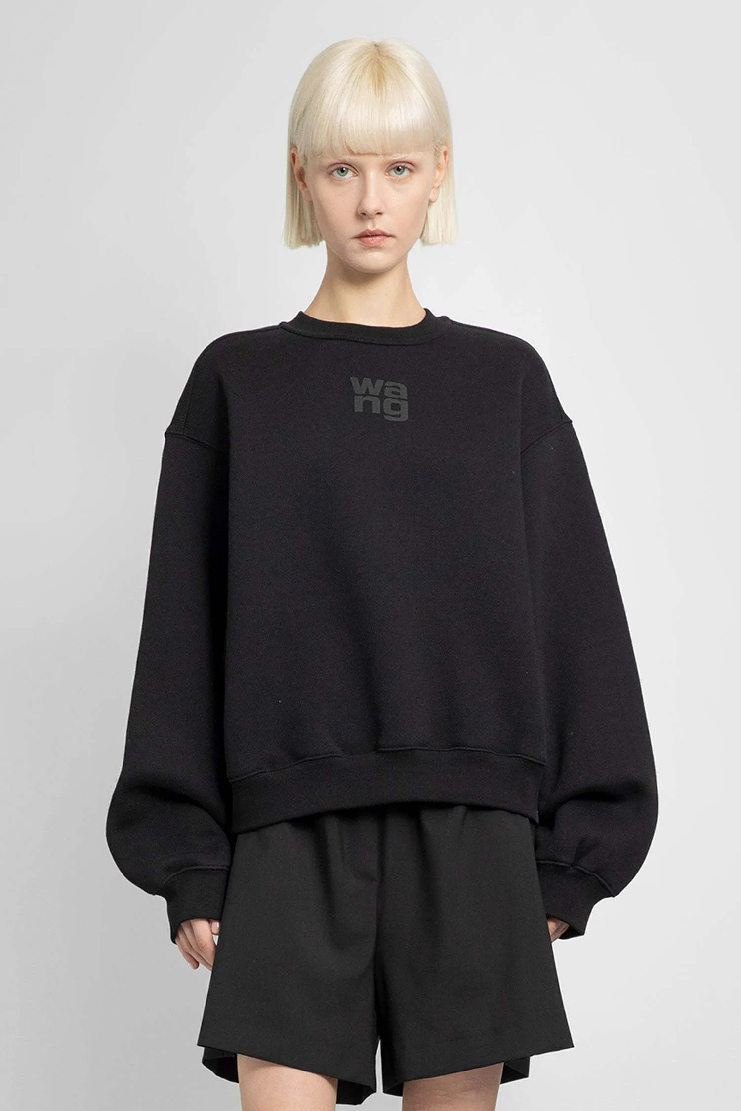 Alexander Wang Crew Neck Long Sleeves Cotton Puff Sleeves Logo Shirt