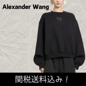 Alexander Wang Crew Neck Long Sleeves Cotton Puff Sleeves Logo Shirt