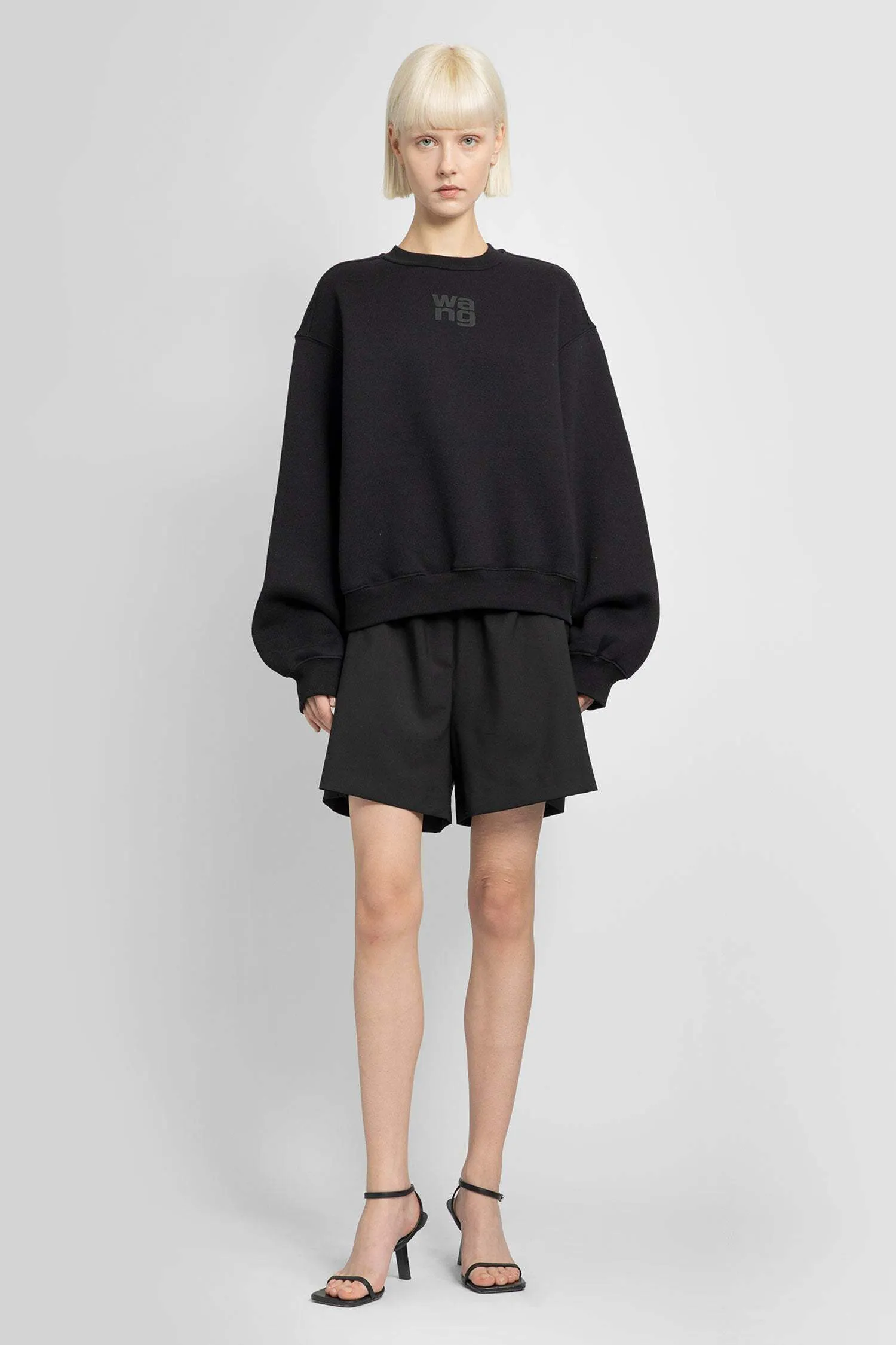 Alexander Wang Crew Neck Long Sleeves Cotton Puff Sleeves Logo Shirt