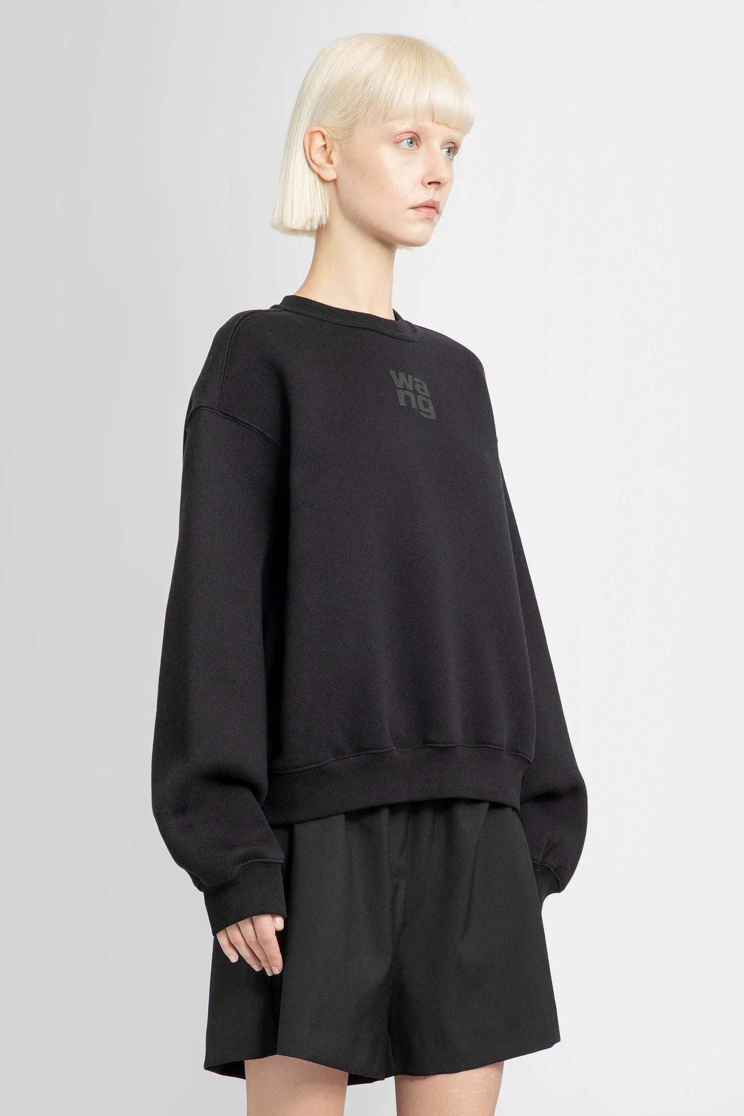 Alexander Wang Crew Neck Long Sleeves Cotton Puff Sleeves Logo Shirt