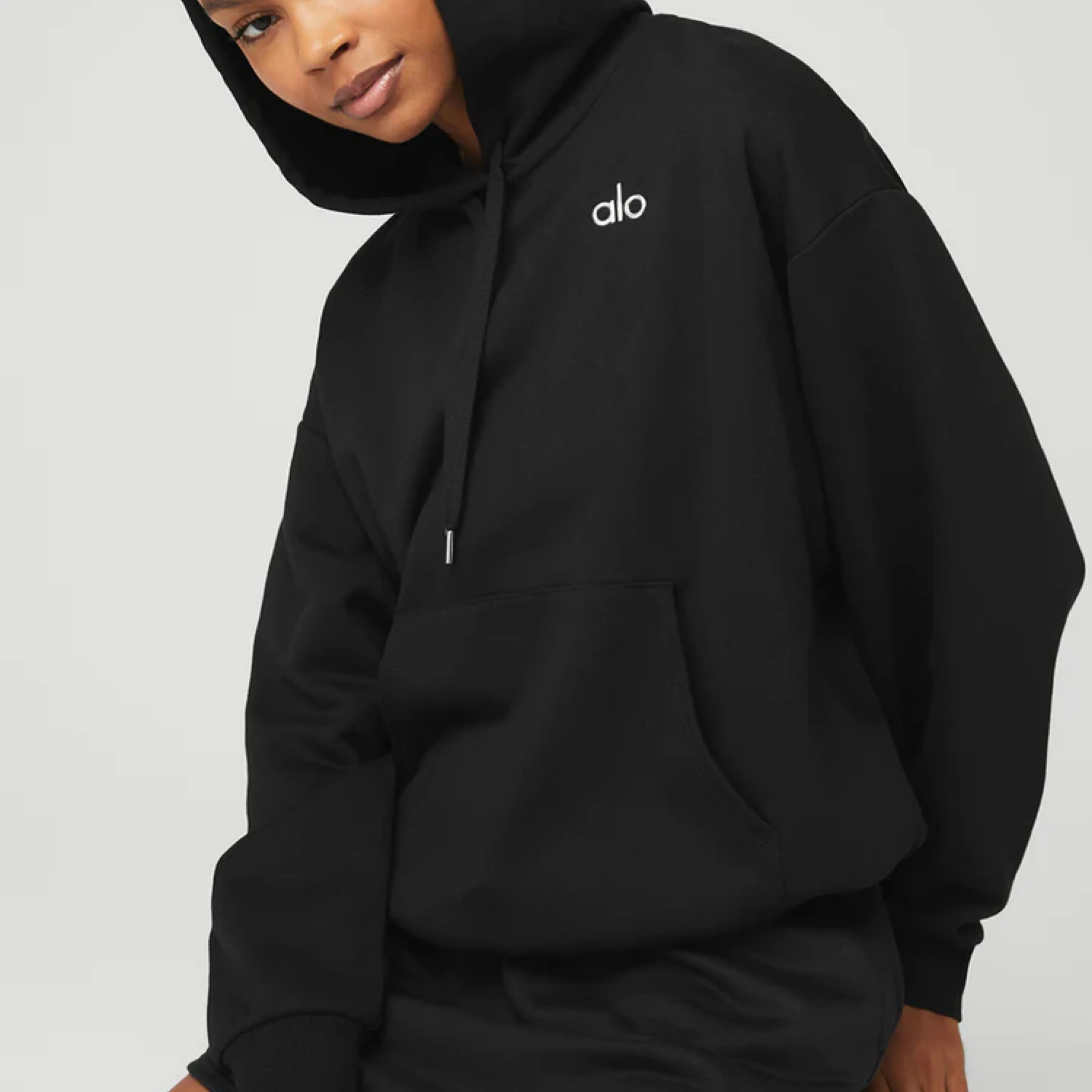 ALO Yoga Street Style Long Sleeves Plain Logo Hoodies & Sweatshirts