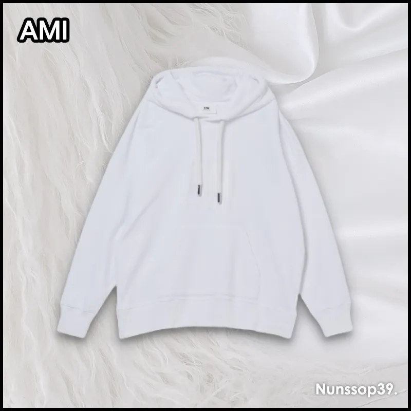 AMI Paris | Long Sleeve Plain Cotton Logo Designers for Street Style