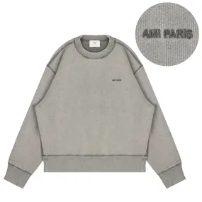 AMI PARIS street style unisex logo hoodies and sweatshirts - long sleeves