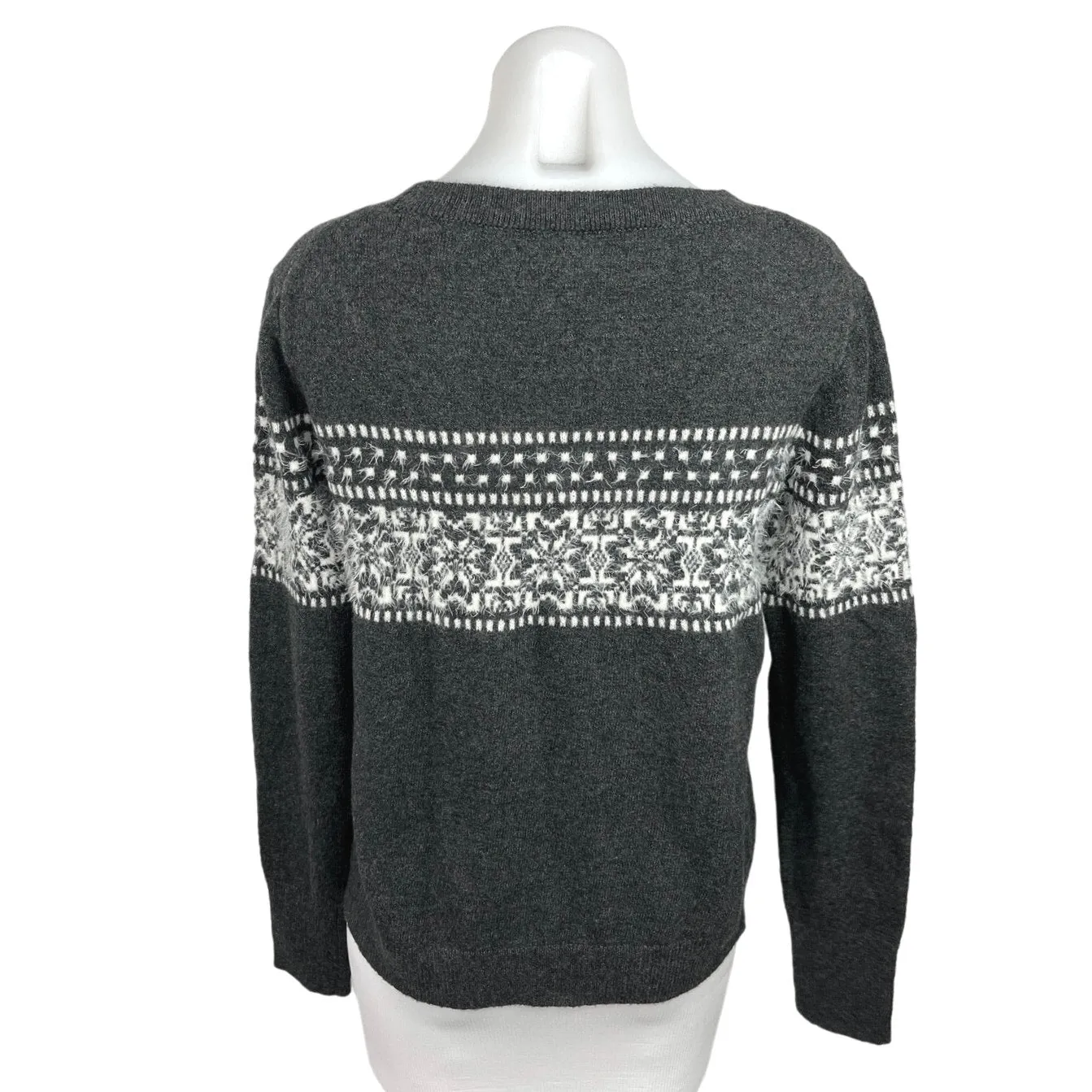 Ann Taylor Loft Gray Snowflake Long Sleeve Pullover Christmas Sweater Size M