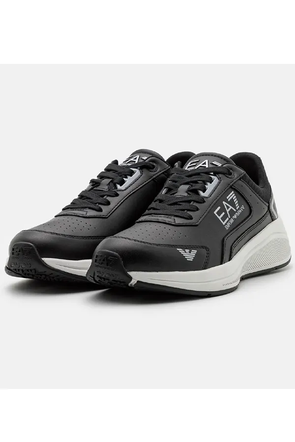 Armani EA7 Black Leather Sneakers