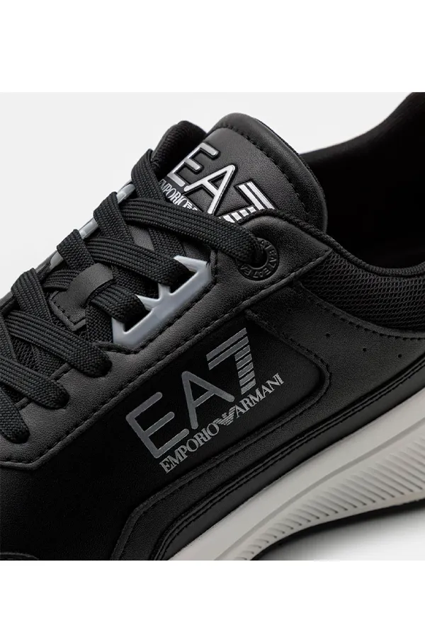 Armani EA7 Black Leather Sneakers