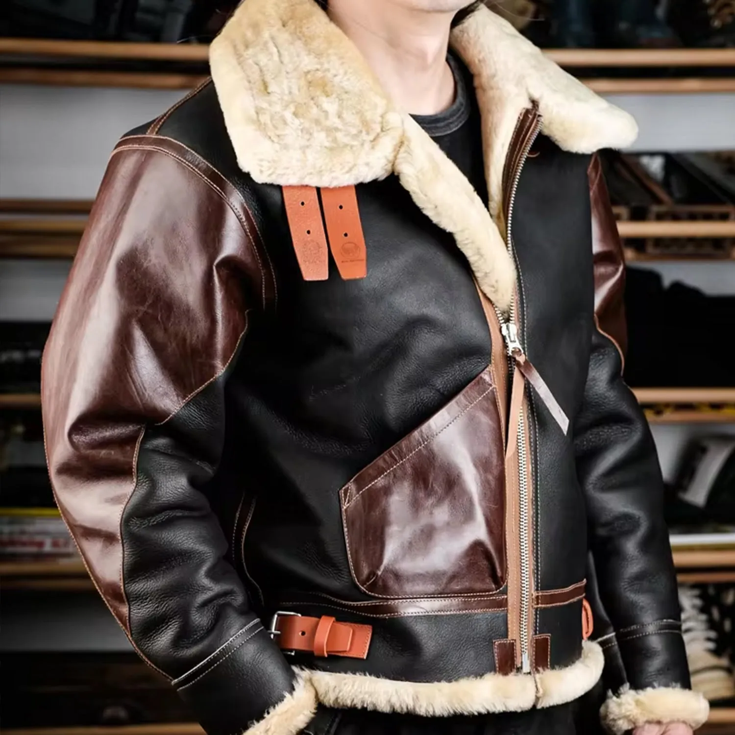 B3 sheepskin bomber jacket