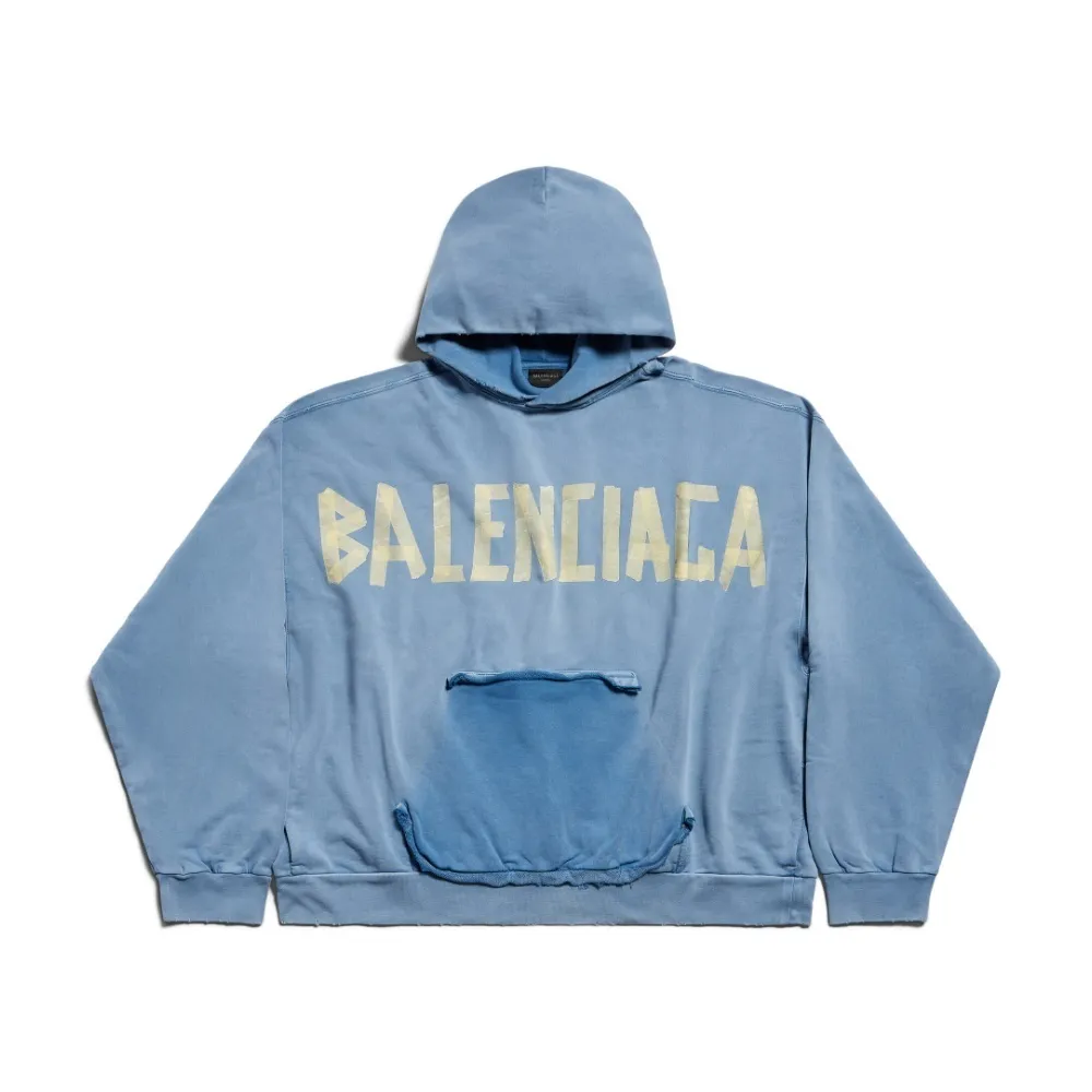 Balenciaga White Tape Type Ripped Pocket Hoodie Large Fit - Product