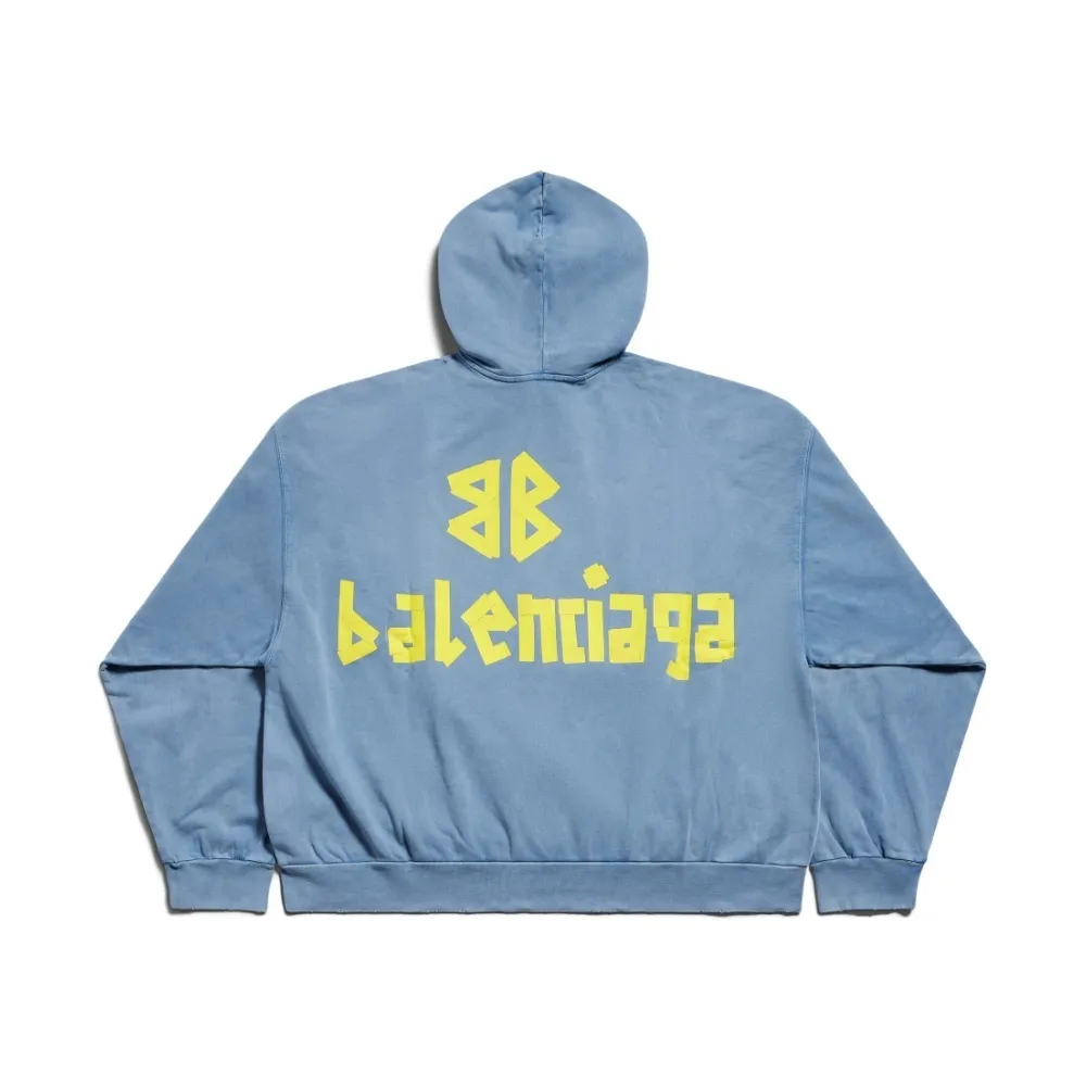 Balenciaga White Tape Type Ripped Pocket Hoodie Large Fit - Product