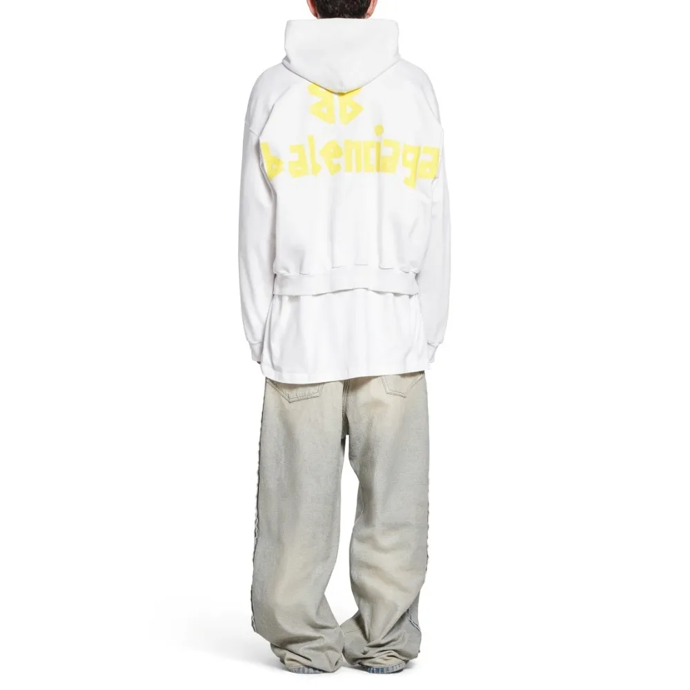 Balenciaga White Tape Type Ripped Pocket Hoodie Large Fit - Product