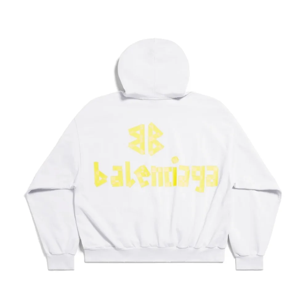 Balenciaga White Tape Type Ripped Pocket Hoodie Large Fit - Product