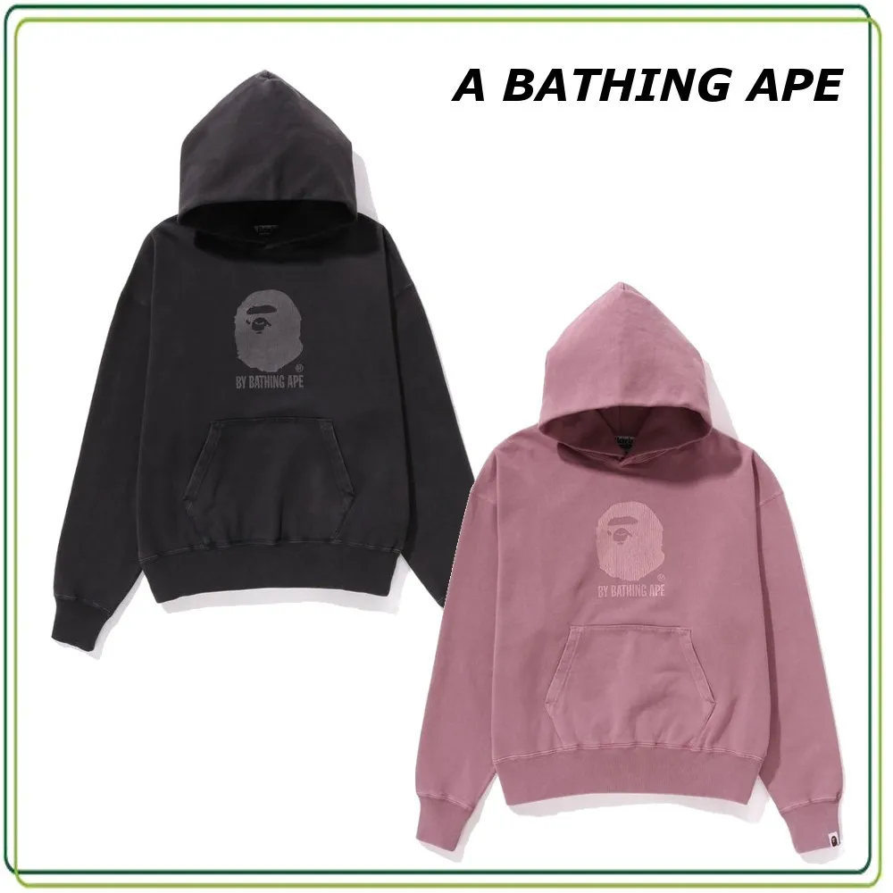 Bathing Ape hoodies and sweatshirts with plain logo design for unisex street style