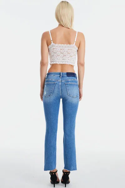 BAYEAS Mid Waist Distressed Ripped Jeans