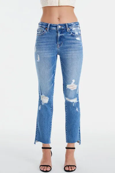 BAYEAS Mid Waist Distressed Ripped Jeans