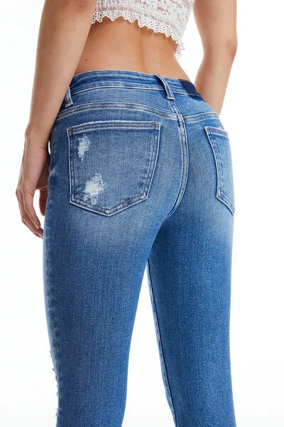 BAYEAS Mid Waist Distressed Ripped Jeans