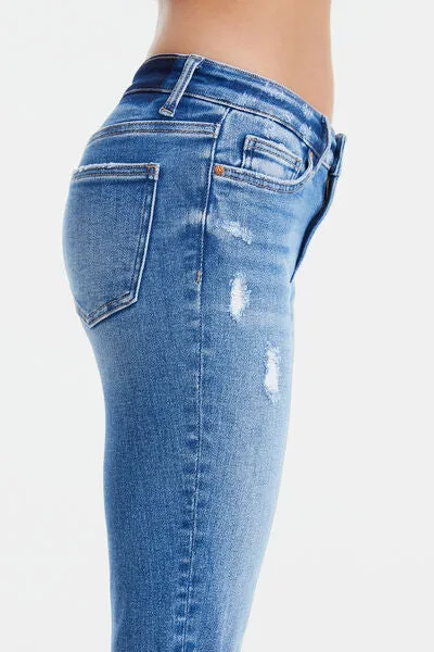 BAYEAS Mid Waist Distressed Ripped Jeans