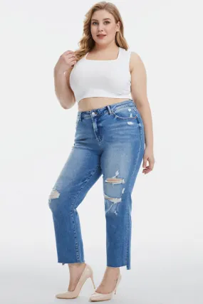 BAYEAS Mid Waist Distressed Ripped Jeans