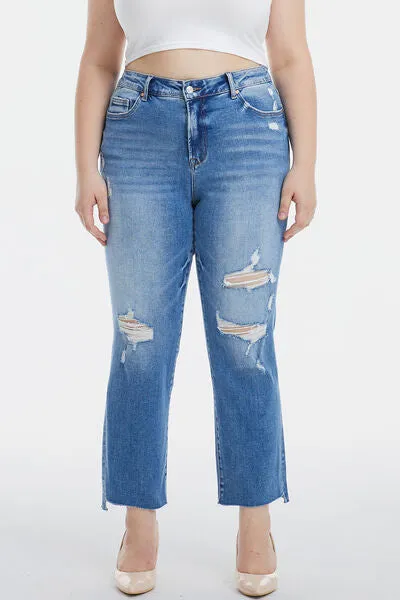 BAYEAS Mid Waist Distressed Ripped Jeans