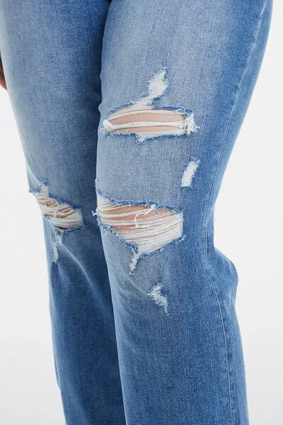 BAYEAS Mid Waist Distressed Ripped Jeans