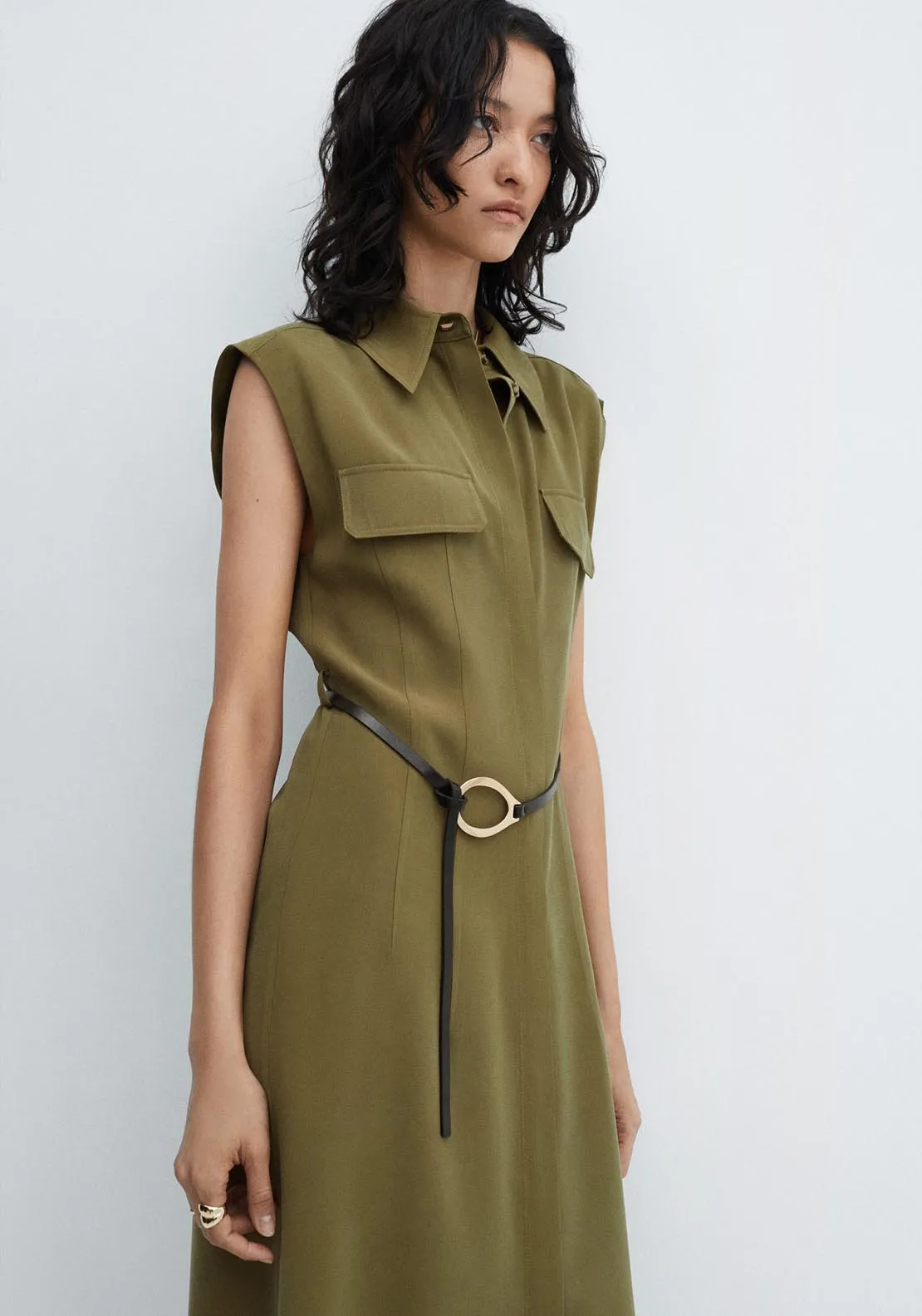 Belted shirt dress