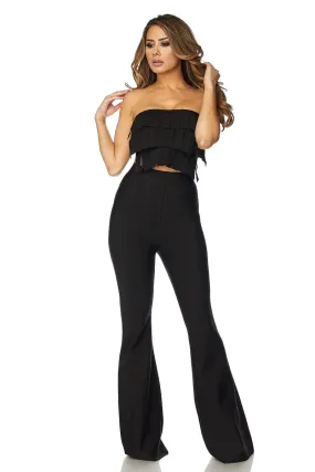 Black Bandage Crop Top and Pant Set