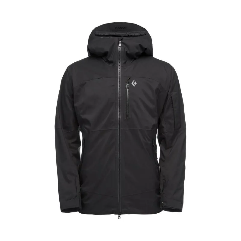 Black Diamond ski jacket for men with mapped boundary line design