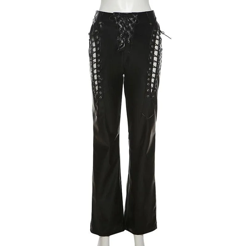 Black Faux Leather High-Waisted Skinny Pants