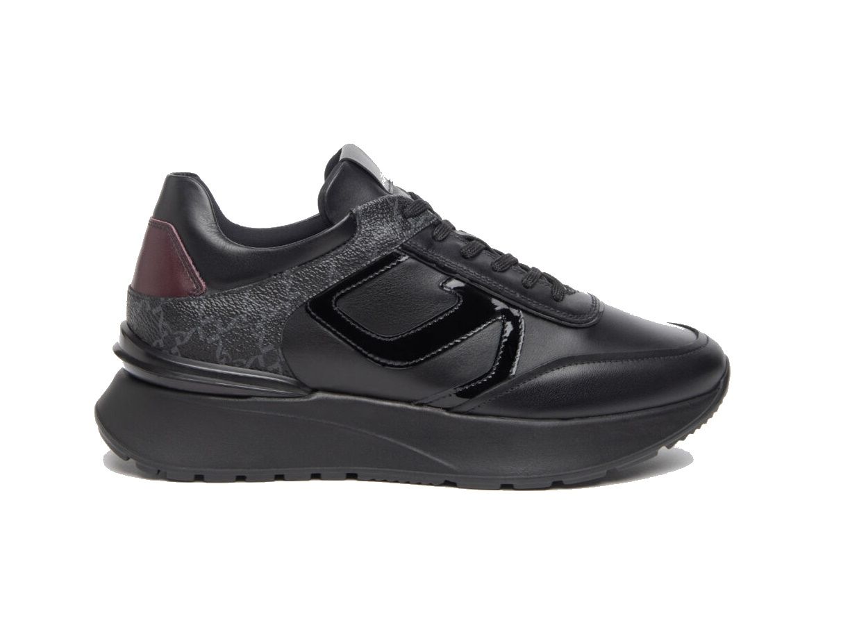 Black leather and patent leather sneakers for women by Nero Giardini, model I308351D/100.