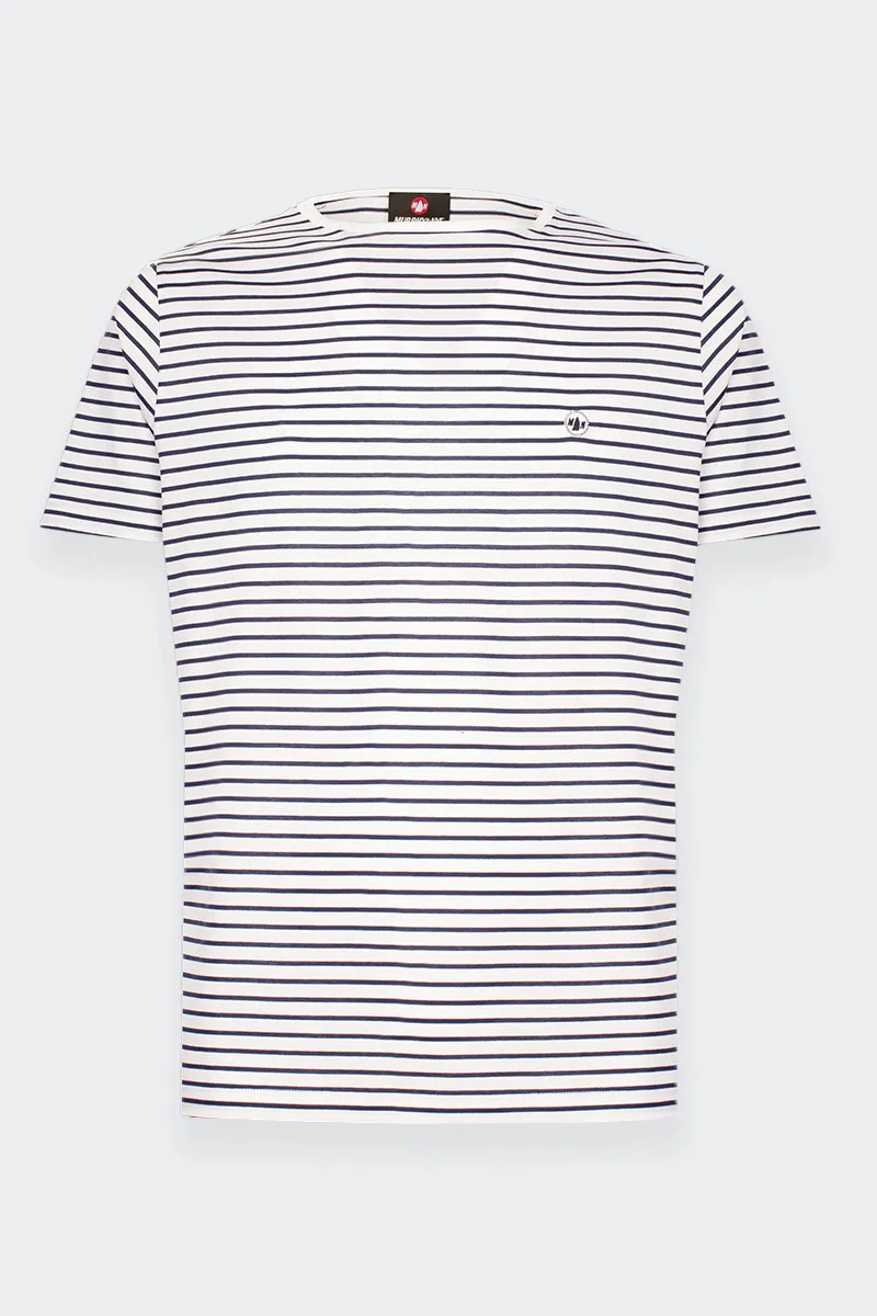 Blue and white striped t-shirt