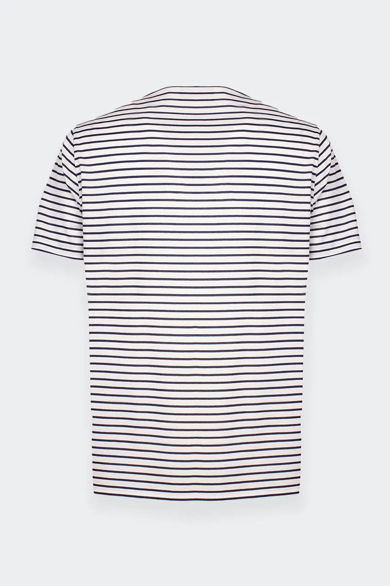 Blue and white striped t-shirt