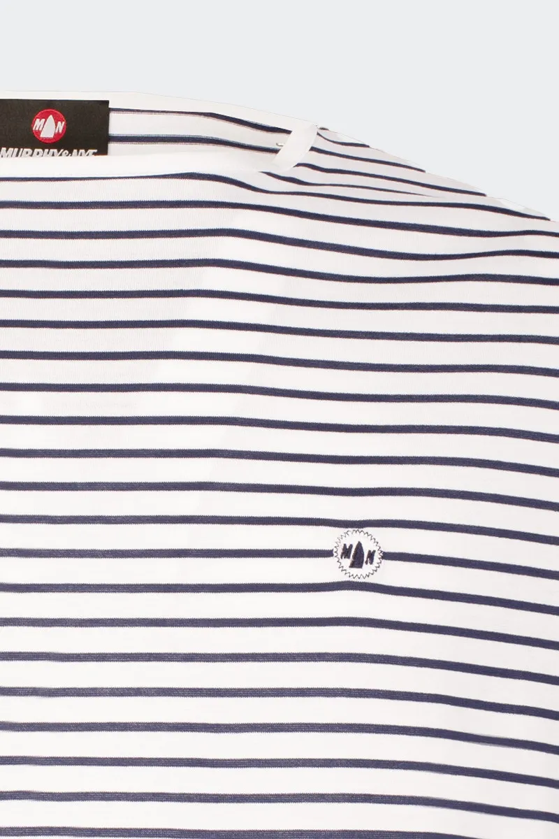 Blue and white striped t-shirt